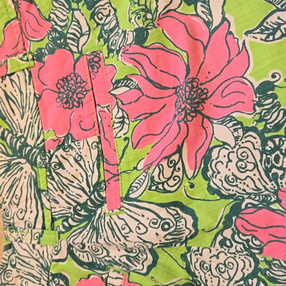 Lilly Pulitzer Pink/Green Floral Print Shorts - Picture 7 of 9